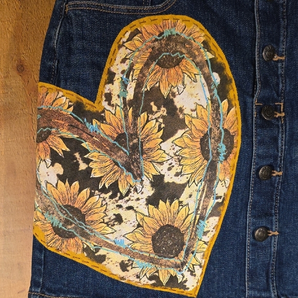 Upcycled Heart Denim Skirt - Picture 6 of 8